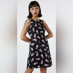 Dangerfield Unicorn Tears Printed Dress Sleeveless Black Novelty